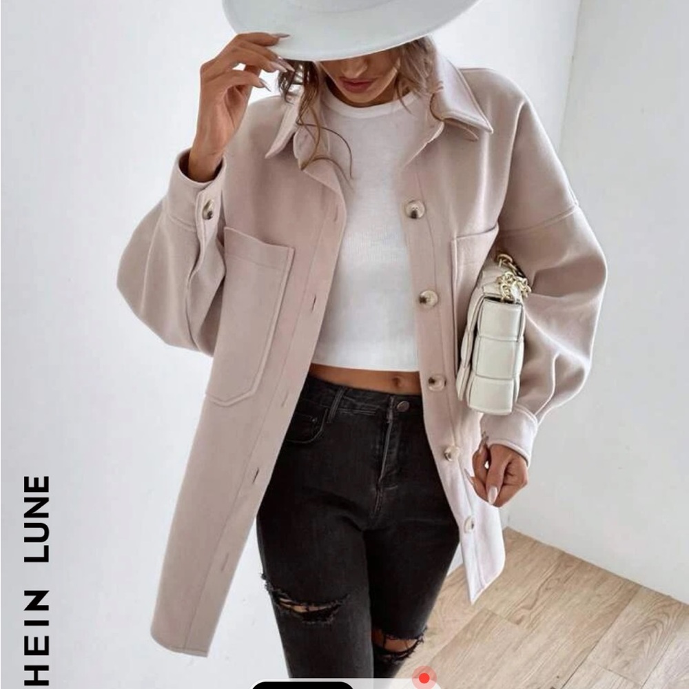 SHEIN Drop Shoulder Pocket Patch Coat NWOT